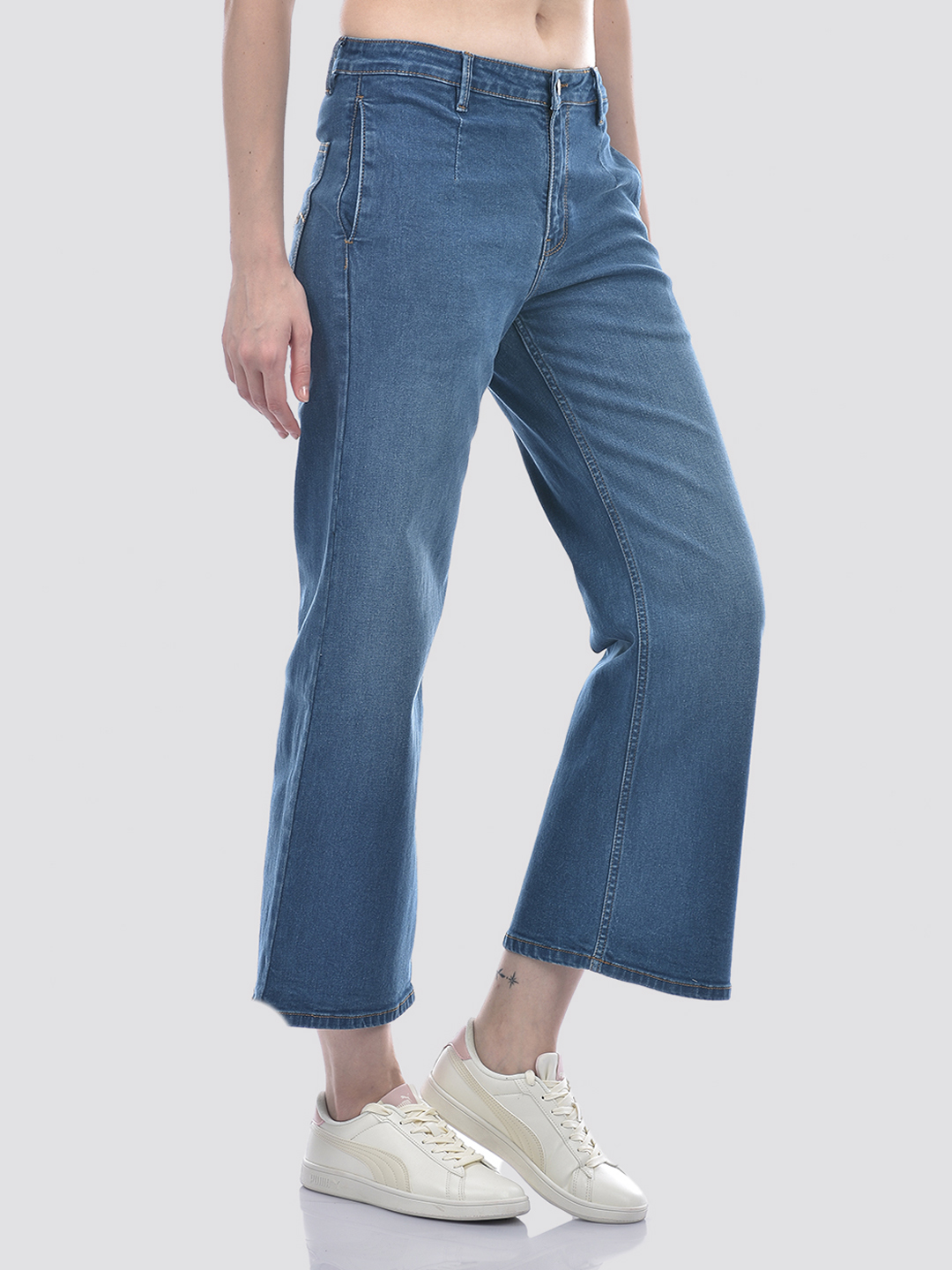 Numero Uno Women Mid Blue Wide Leg Sustainable Jeans